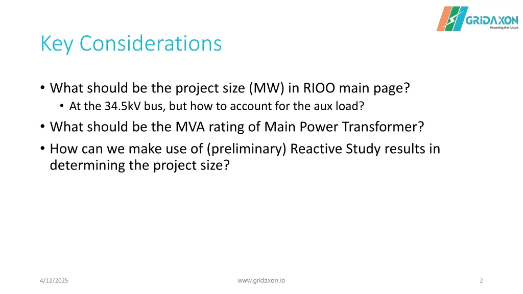 key considerations
