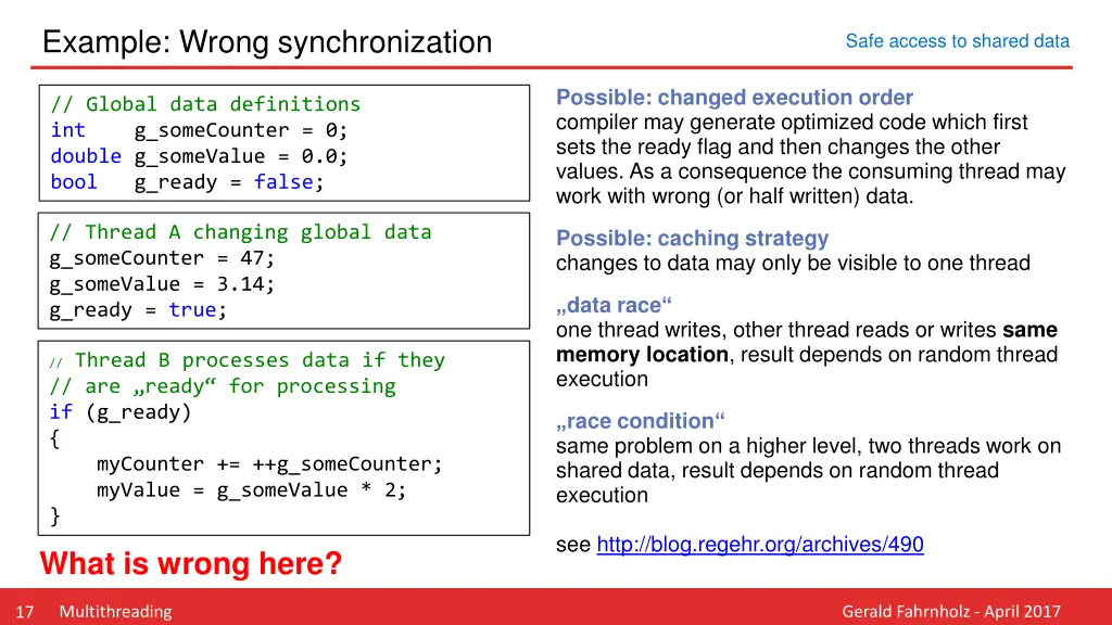 example wrong synchronization 1