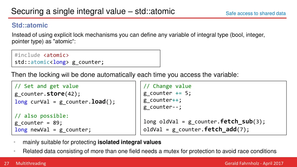 securing a single integral value std atomic