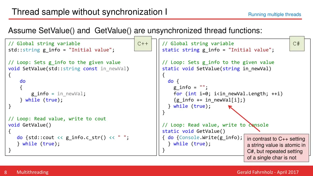 thread sample without synchronization i