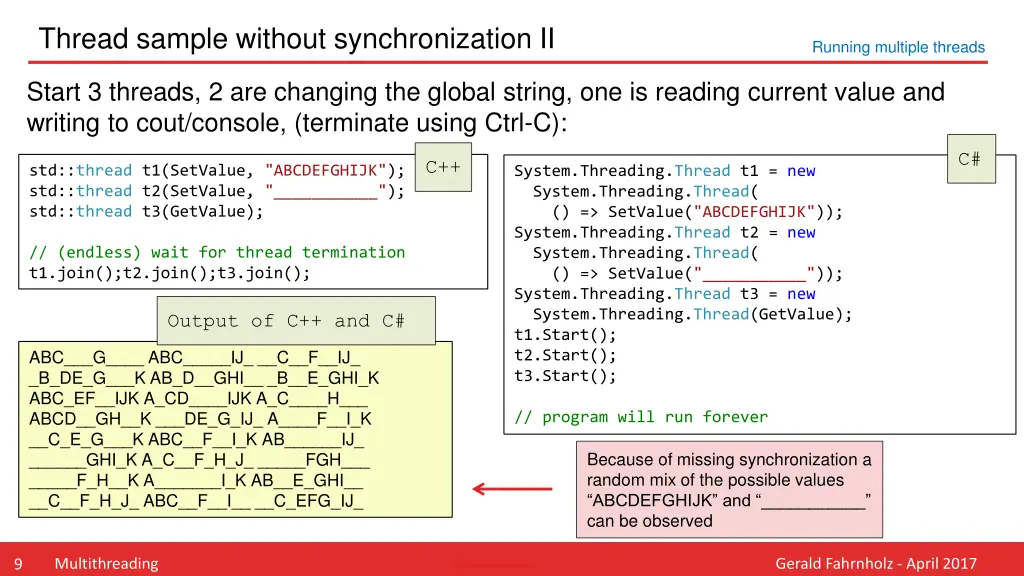 thread sample without synchronization ii