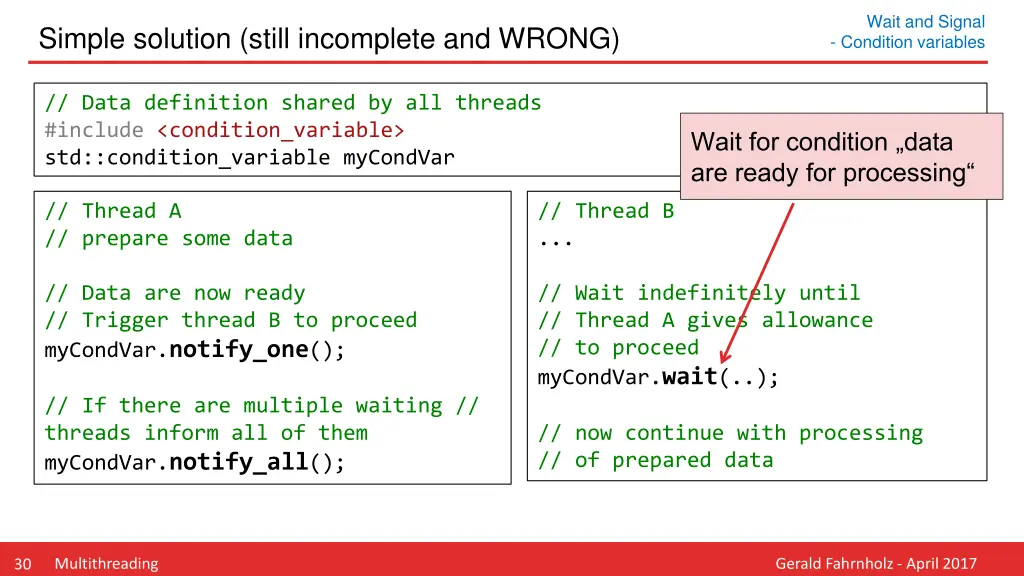 wait and signal condition variables 2