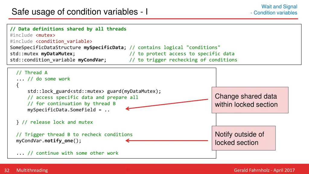 wait and signal condition variables 4