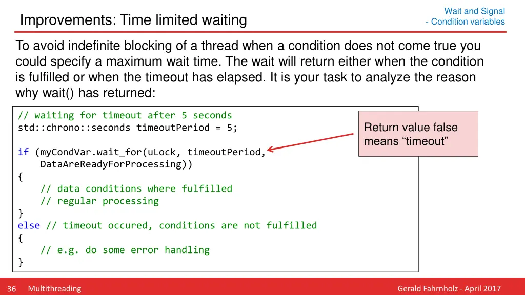 wait and signal condition variables 8