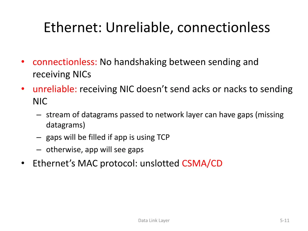 ethernet unreliable connectionless