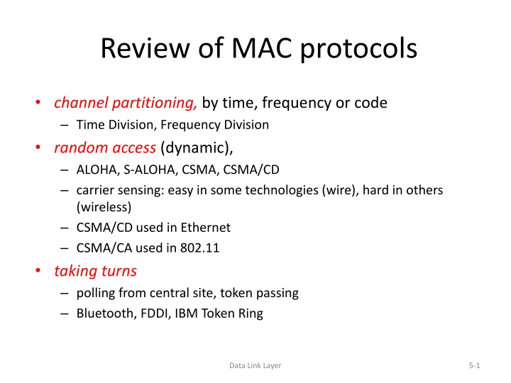 review of mac protocols