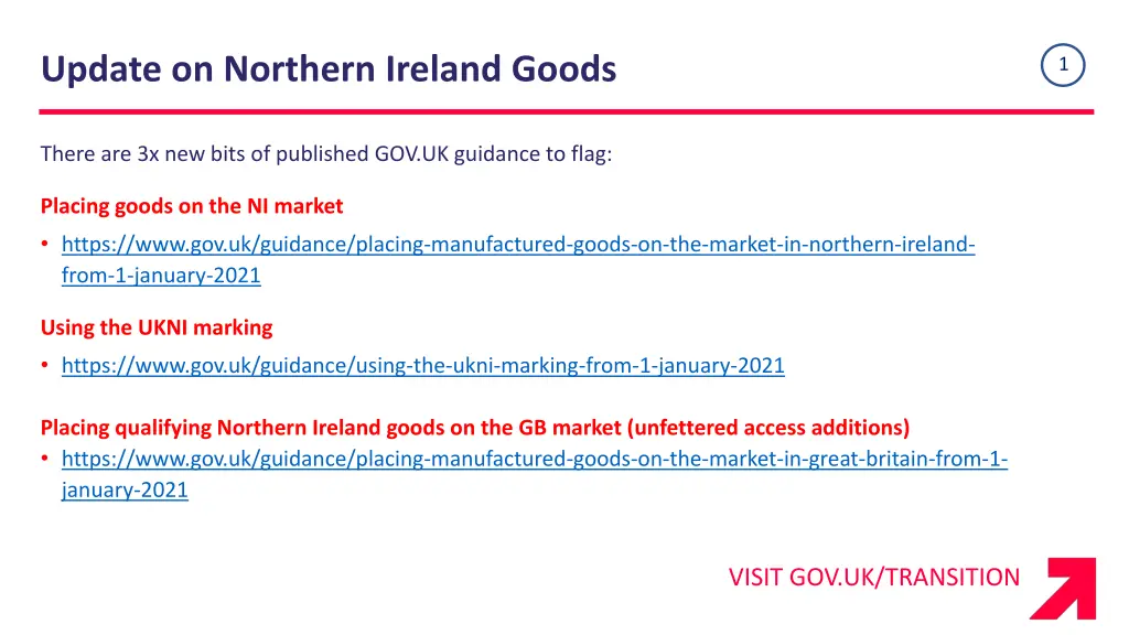 update on northern ireland goods