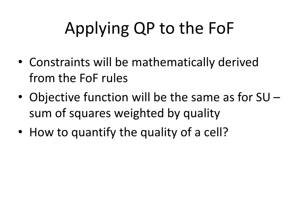 applying qp to the fof