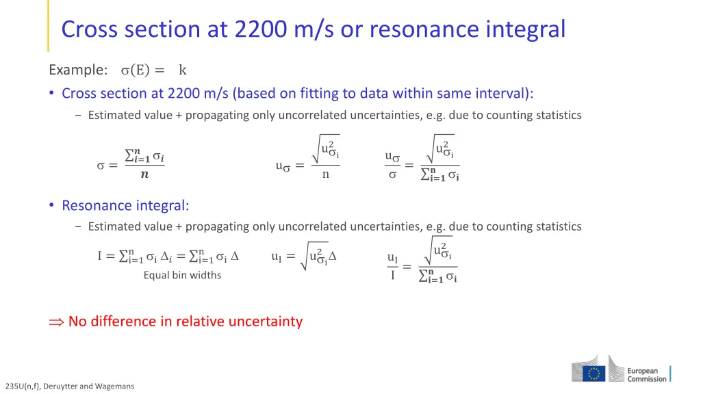 cross section at 2200 m s or resonance integral