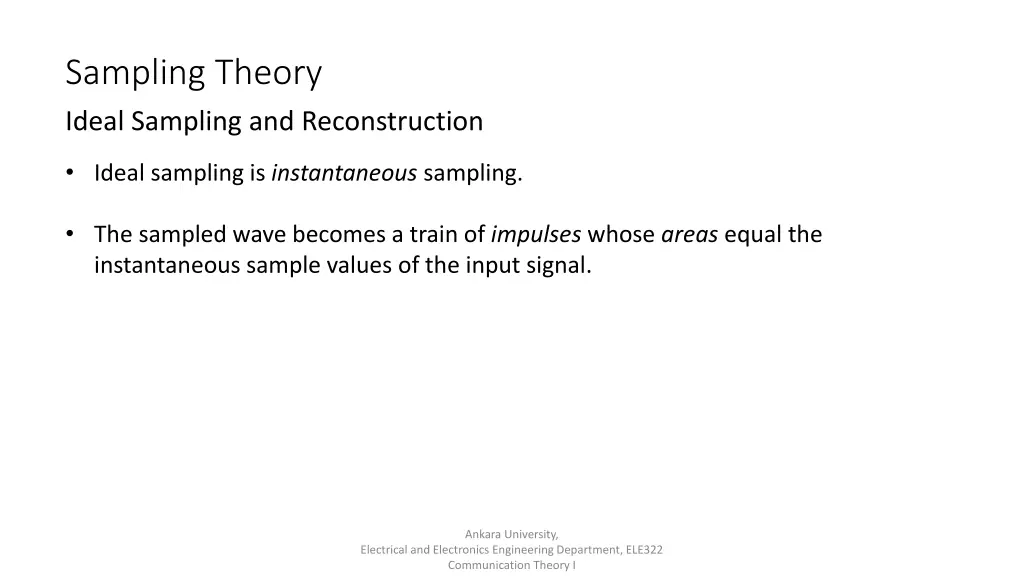 sampling theory ideal sampling and reconstruction