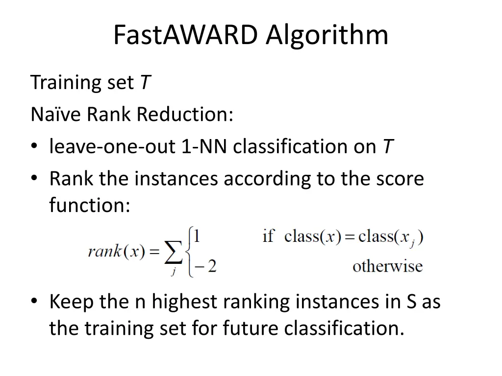 fastaward algorithm