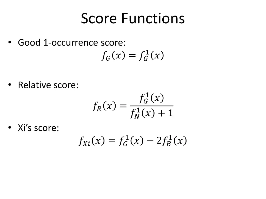 score functions 1