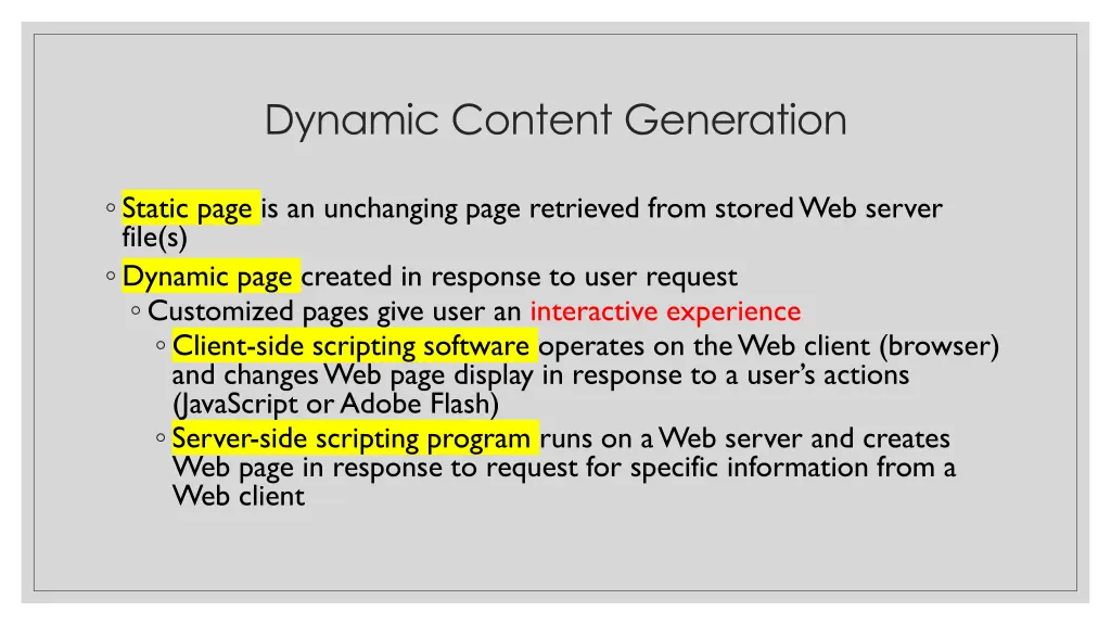 dynamic content generation