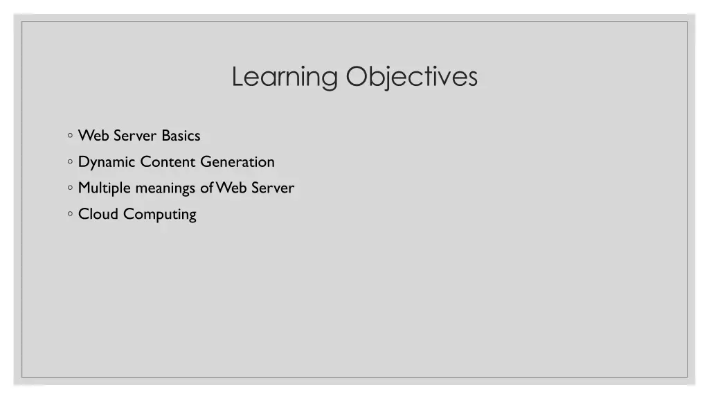 learning objectives