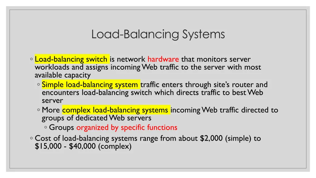 load balancing systems