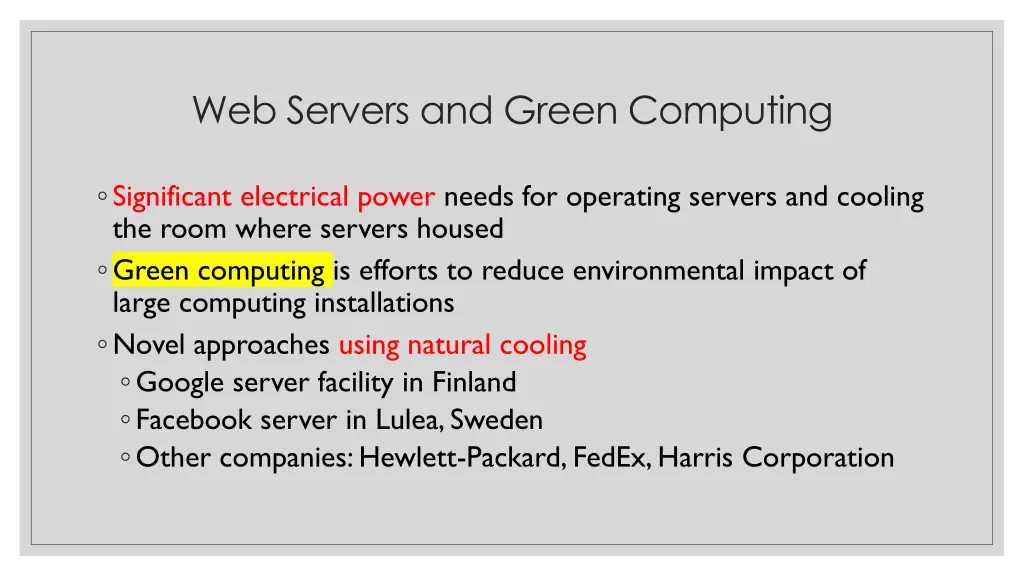web servers and green computing