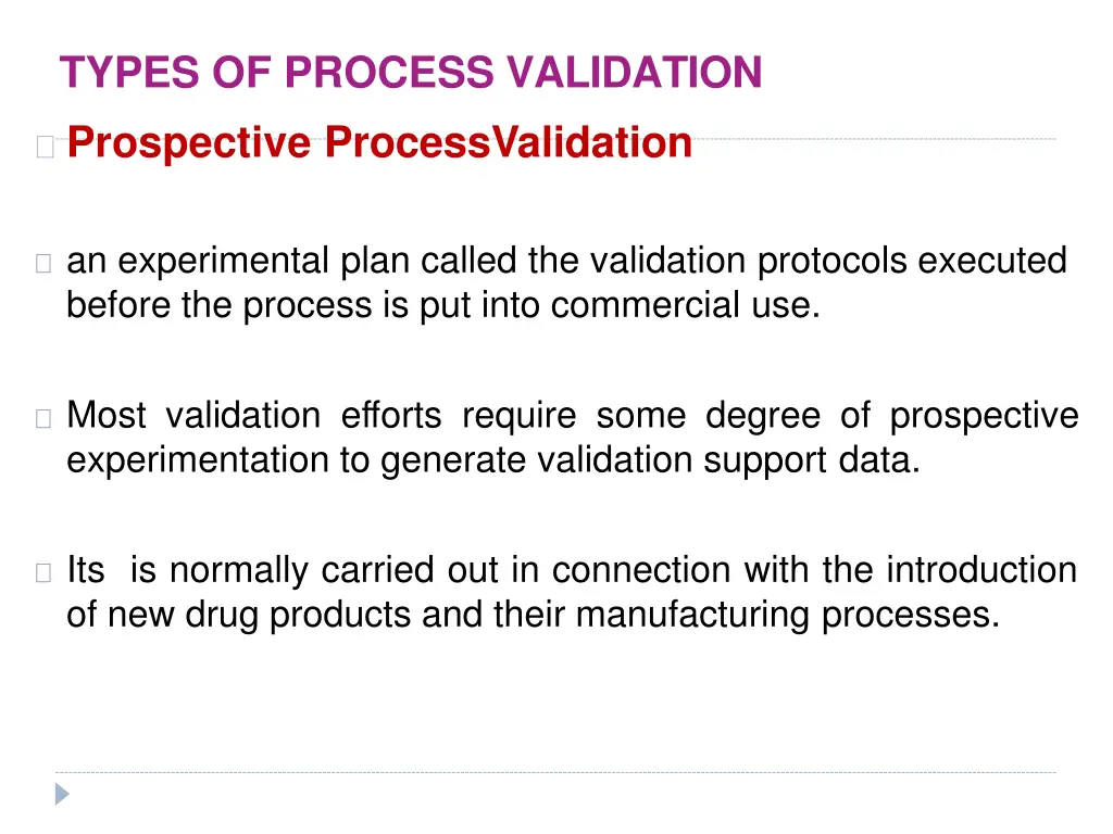 types of process validation prospective