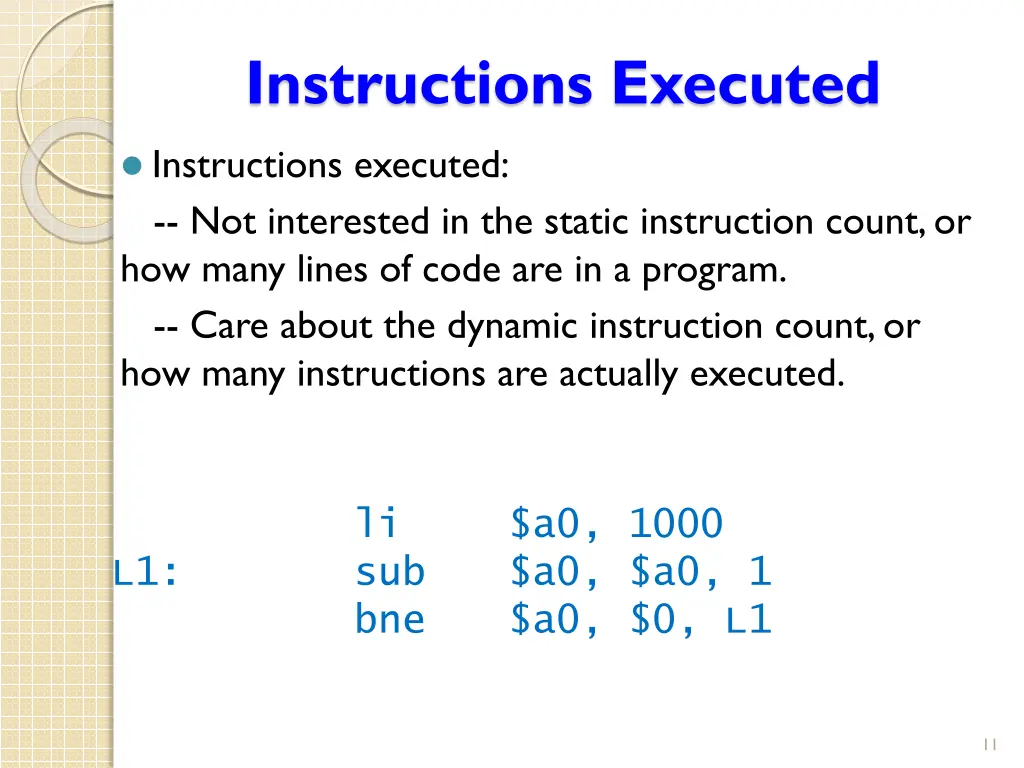 instructions executed