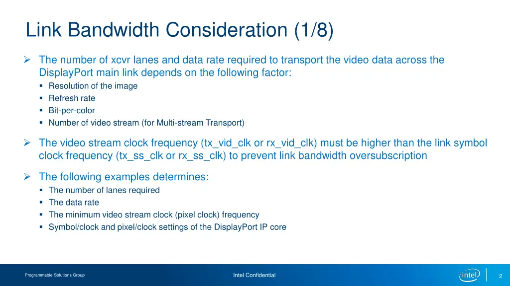 link bandwidth consideration 1 8