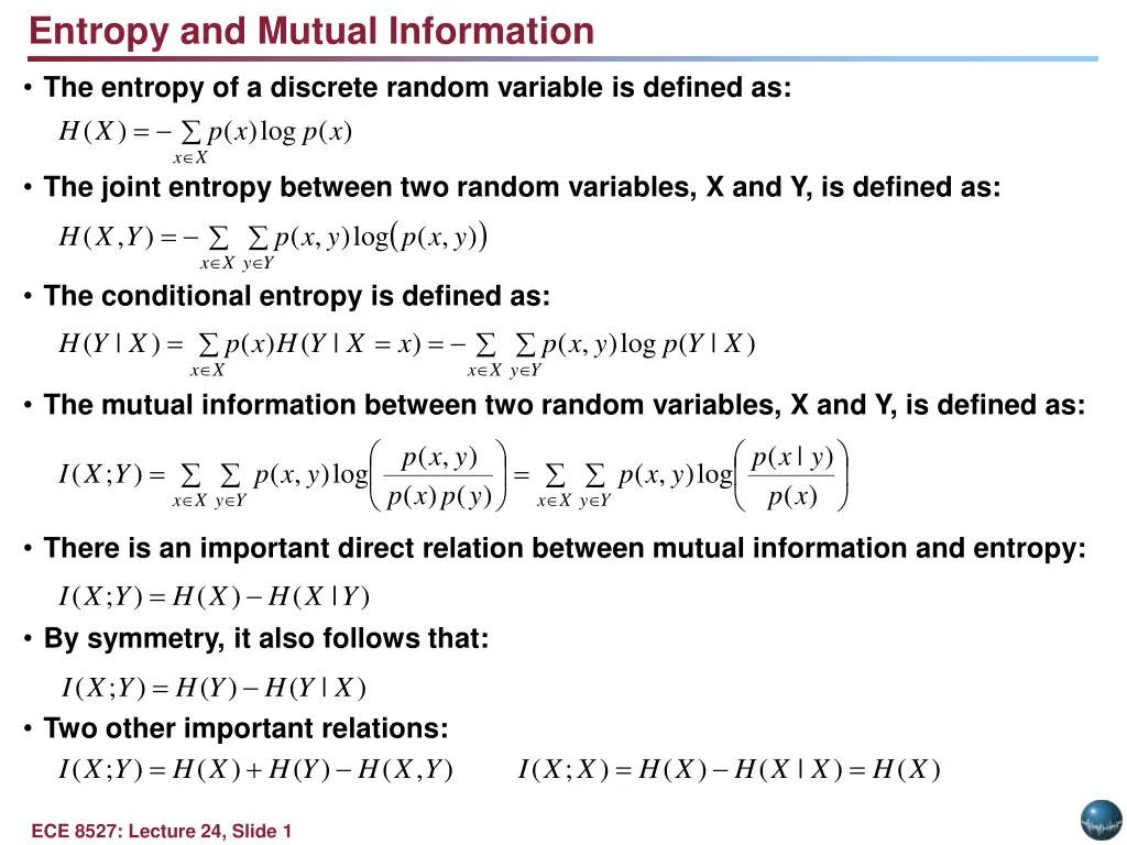 entropy and mutual information