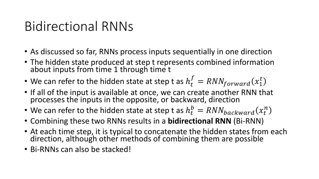 bidirectional rnns