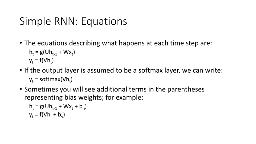 simple rnn equations