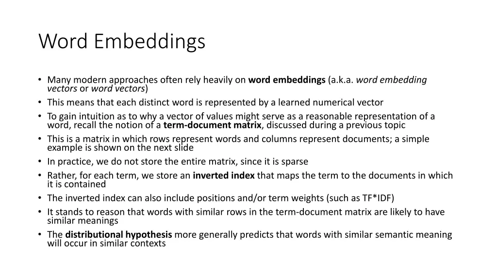 word embeddings
