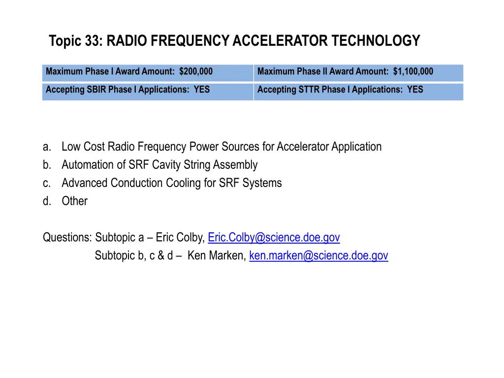 topic 33 radio frequency accelerator technology
