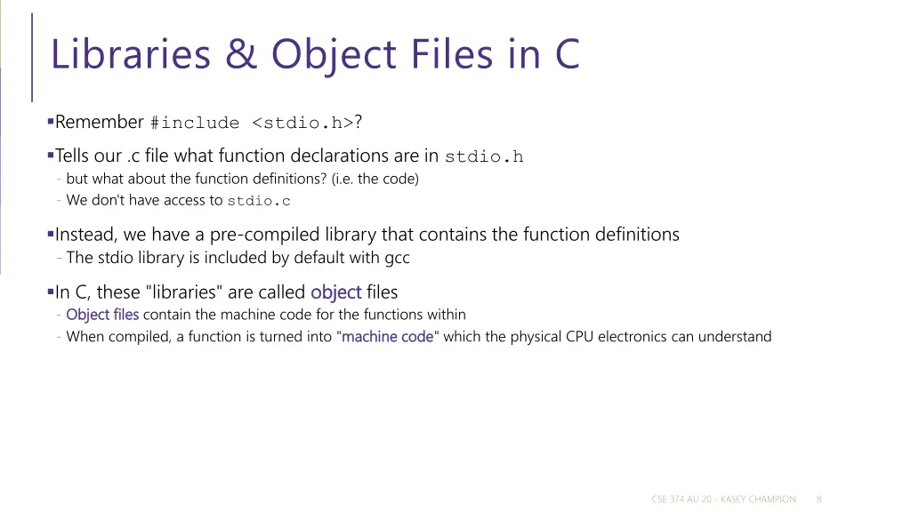 libraries object files in c