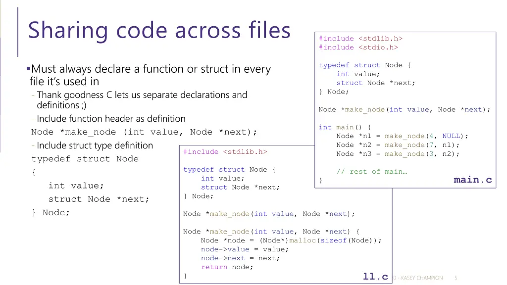 sharing code across files