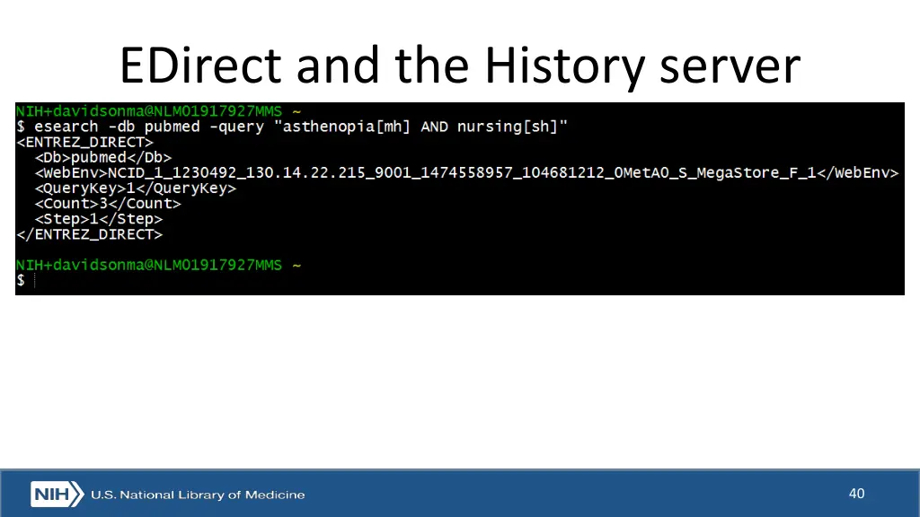 edirect and the history server 1
