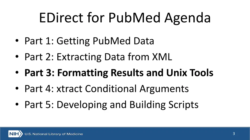 edirect for pubmed agenda