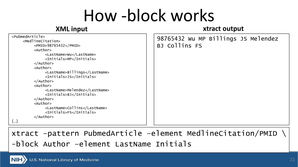 how block works xml input