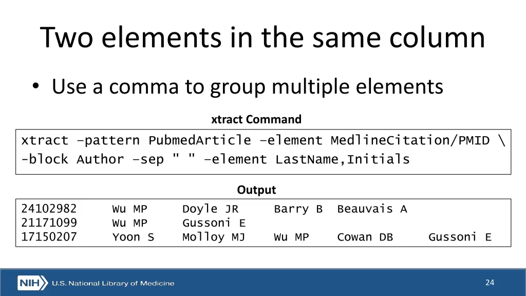 two elements in the same column