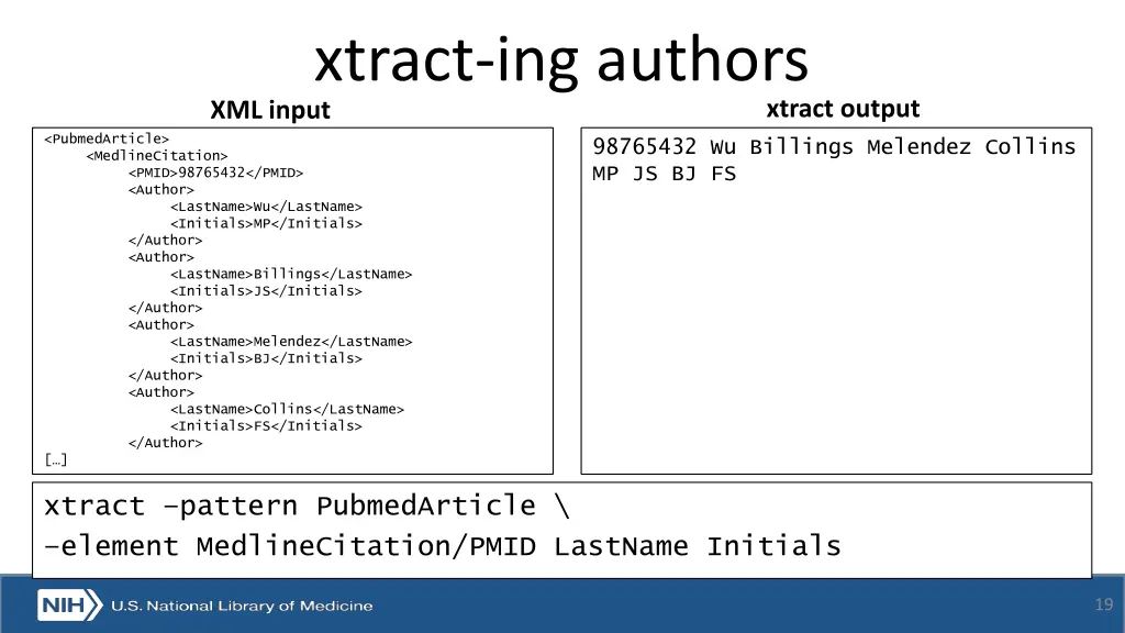 xtract ing authors xml input