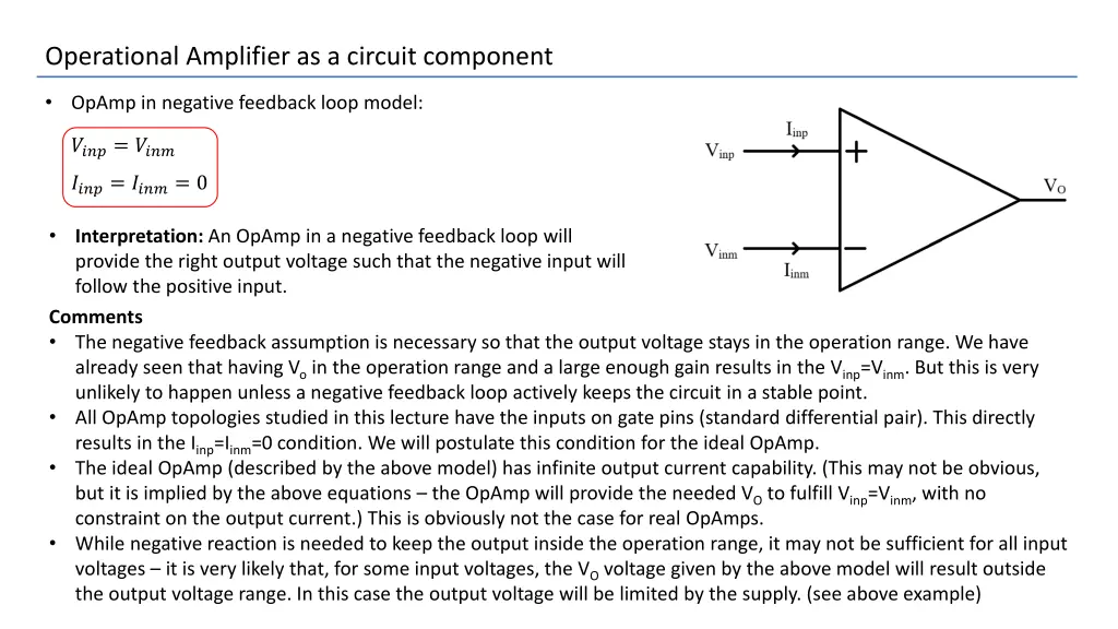 operational amplifier as a circuit component 10