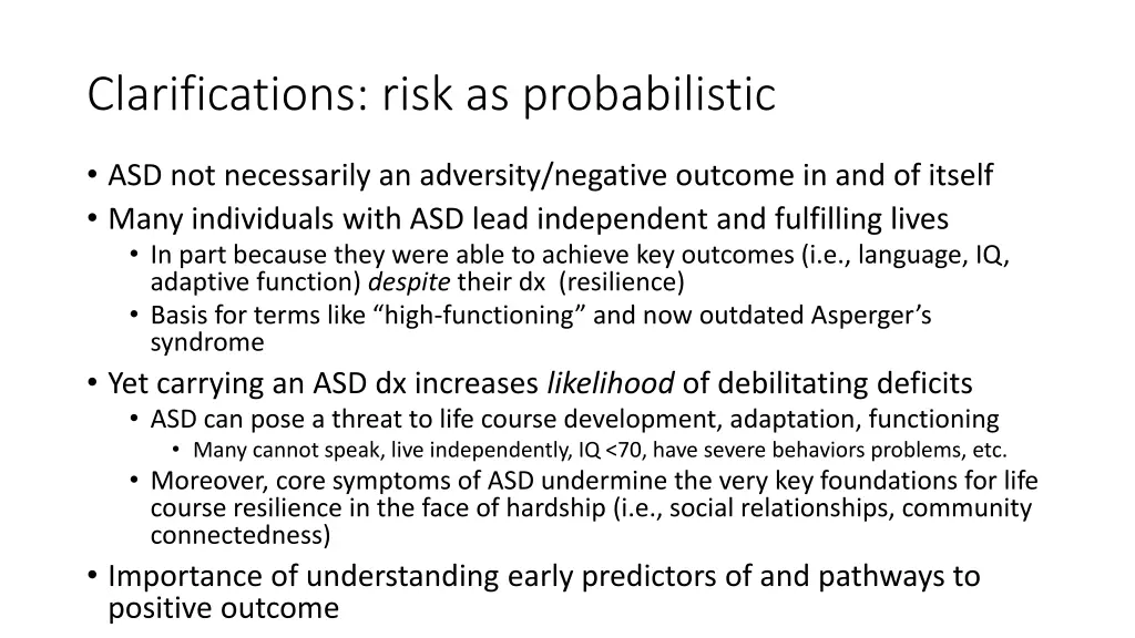 clarifications risk as probabilistic