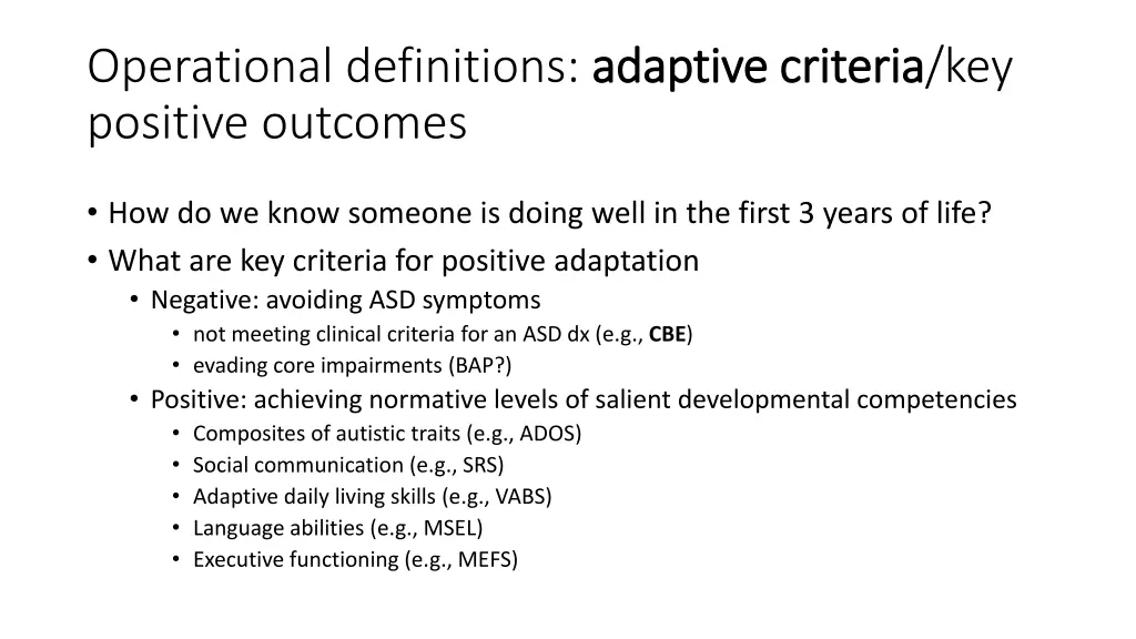 operational definitions adaptive criteria