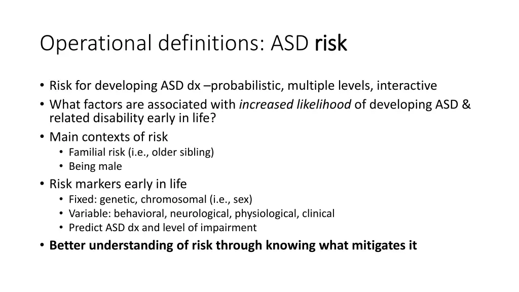 operational definitions asd risk