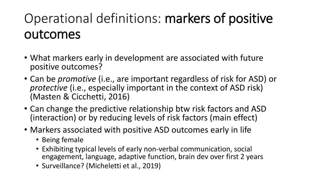 operational definitions markers of positive