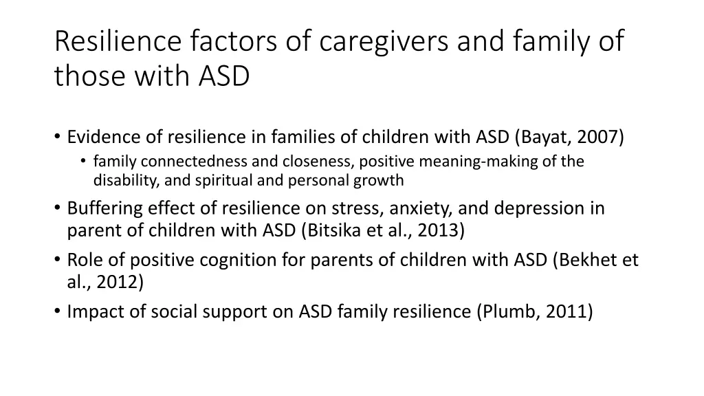 resilience factors of caregivers and family