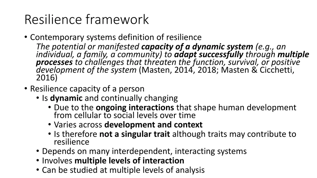 resilience framework contemporary systems