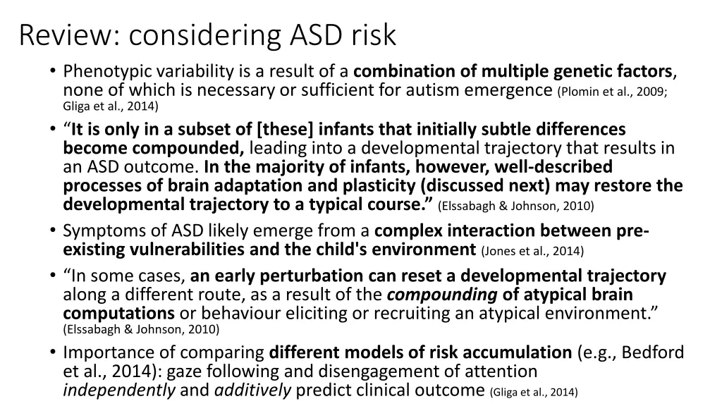 review considering asd risk phenotypic