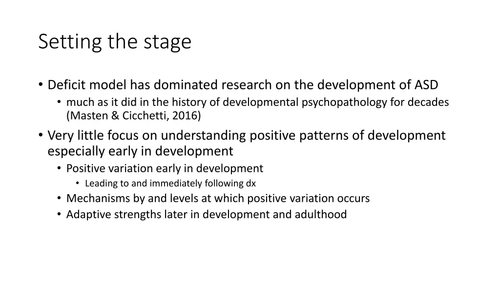 setting the stage 1