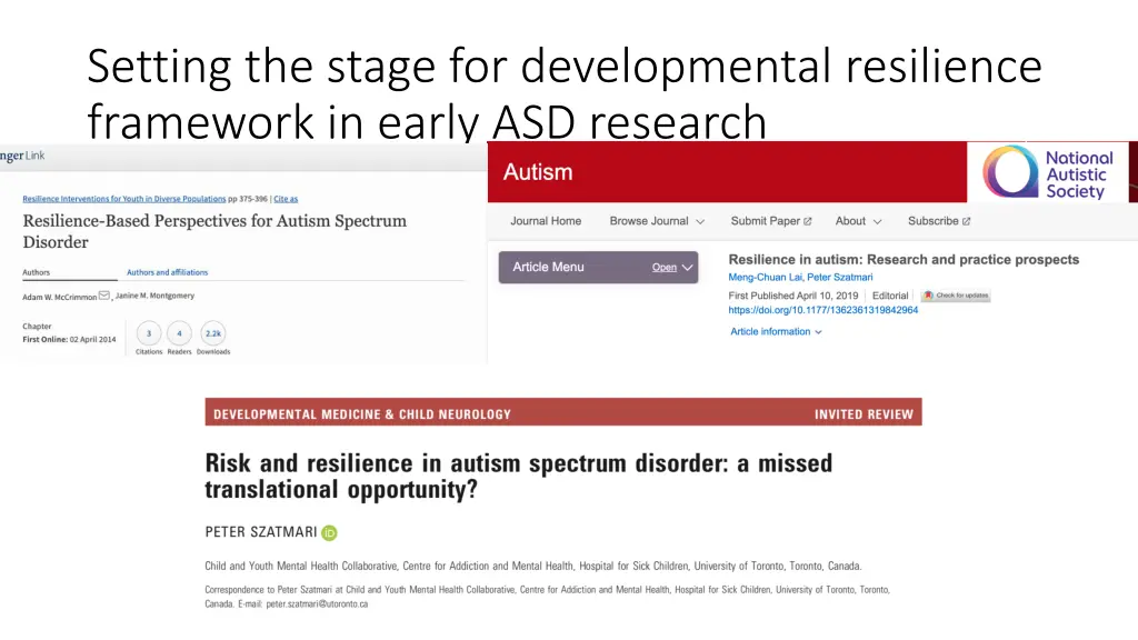 setting the stage for developmental resilience