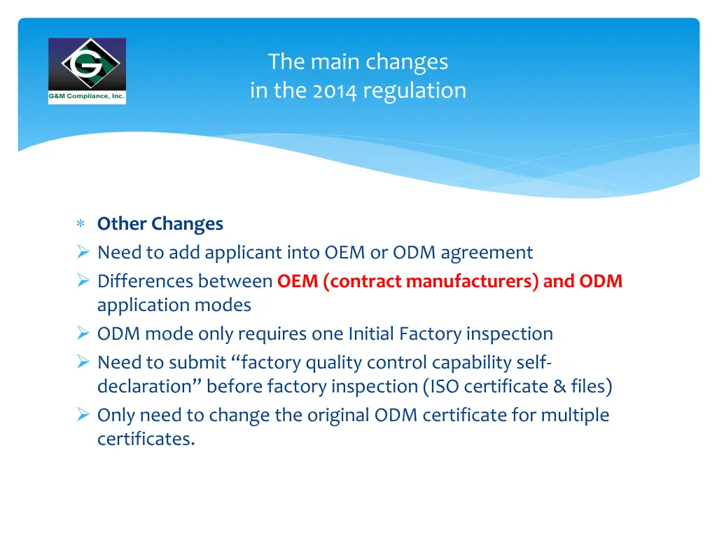 the main changes in the 2014 regulation 14