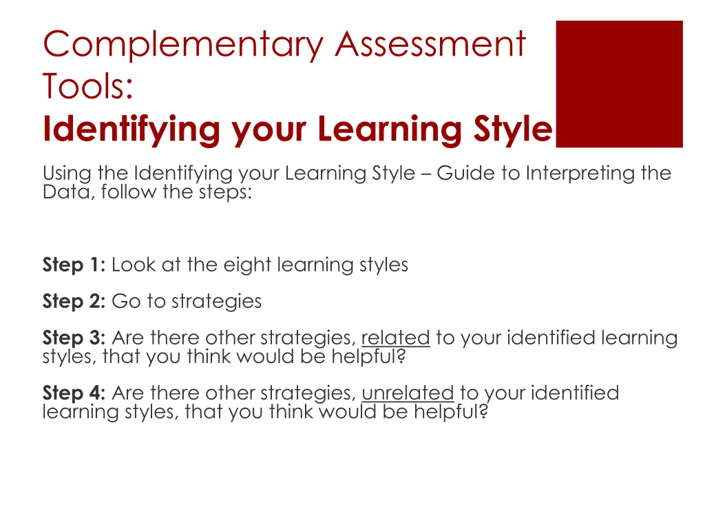 complementary assessment tools identifying your