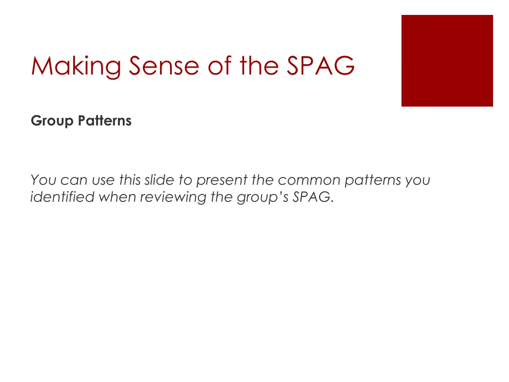 making sense of the spag 2