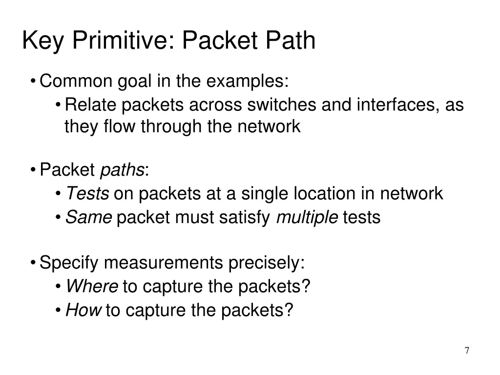 key primitive packet path