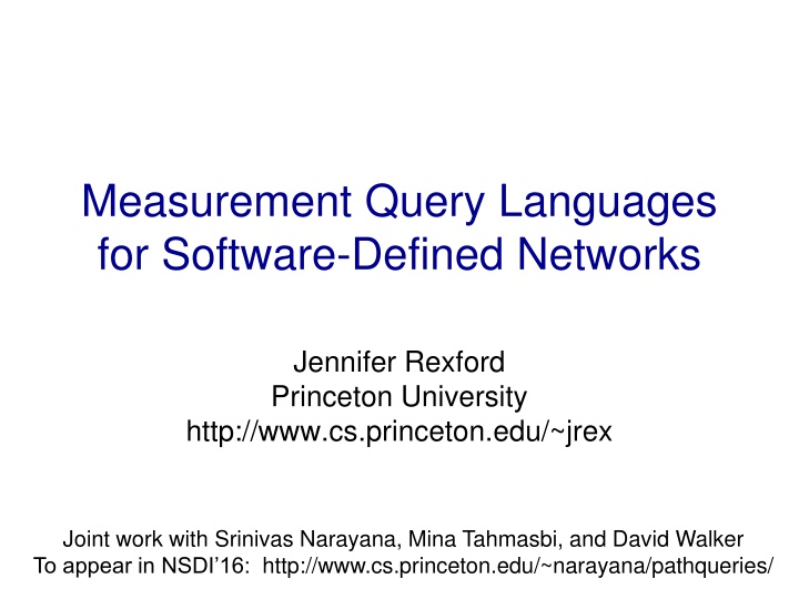 measurement query languages for software defined